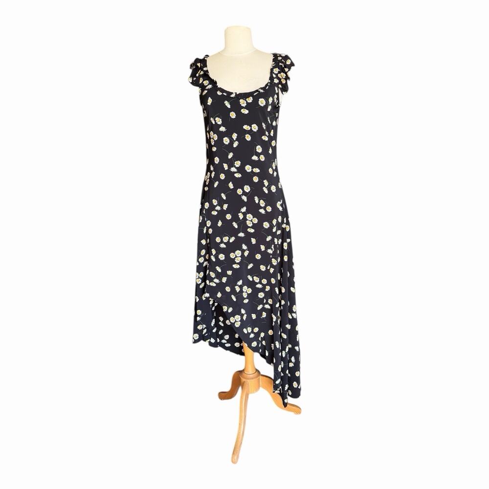 The Kooples Daisy Print Ruffle Straps Asymmetric Hem Midi Dress Size 1 NWT - Picture 4 of 16
